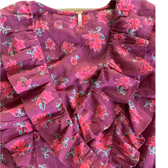Free People Amanda Ruffle Top in Sultry Combo. Size Small. New - Picture 9 of 13